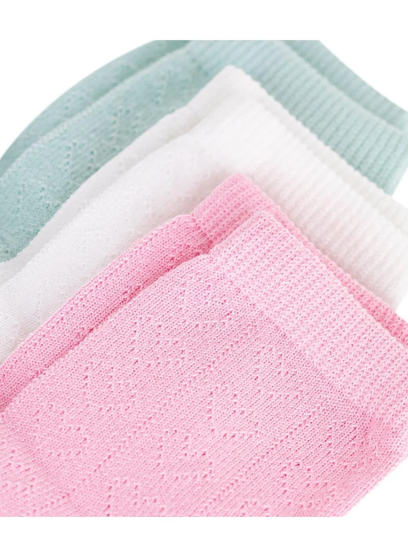 بيتي باتو Pack of 3 pairs of babies' heart-pattern openwork cotton socks